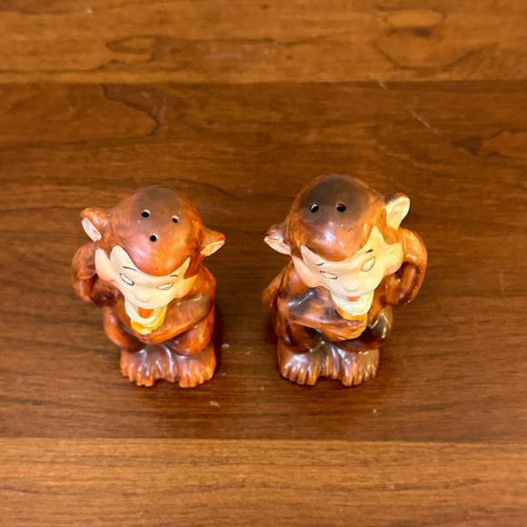 🌟HP🌟VTG 1950s Ceramic Monkeys Eating Ice Cream Cone Salt & Pepper Japan - Picture 11 of 14